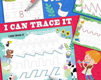 Pre Handwriting Line Tracing Worksheets,Preschool Printable Bundle,Preschool Lines Trace Pages,Handwriting, Preschool Curriculum, Homeschool
