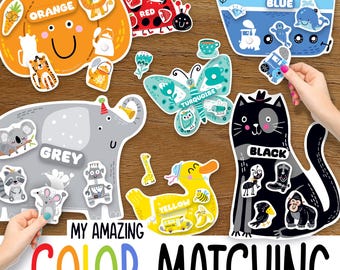 Color Matching Activity for Kids, Toddler Color Printables, Montessori Materials, Homeschool Preschool Curriculum, Kindergarten, Toddler