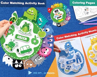Color Matching Busy Book, Printable Activity,Color Sorting Toddler Game, Preschool Printable Worksheet,Homeschool Color Learning ,Montessori