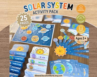 Solar System Activity Pack for Kids Planets Printable Busy Book Astronomy Preschool STEM Outer Space Learning Montessori Homeschool PDF