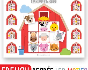 FRENCH Pattern worksheet, complete the pattern, Pattern Matching Game,Worksheet for preschool,pattern printable, Preschool Patterns Activity