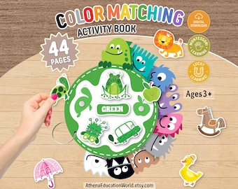 Color Matching Activity Book Montessori Learning Colors for Toddlers Printable Busy Book Homeschool Learning Preschool Curriculum Quiet Book