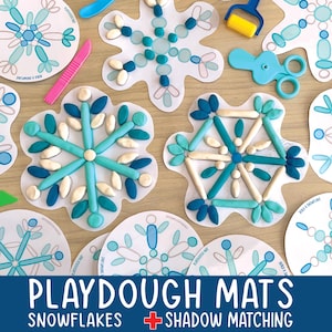 Snowflake Playdough Mats for Kids,Winter Fine Motor Activity,Educational Play,Homeschool Resource,Montessori Craft for Toddlers Preschoolers