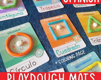 Spanish Shapes Playdough Mats,Toddler Preschool Kindergarten Play Dough Mat,Homeschool Educational Shape,Printable Play Doh Toddler Activity