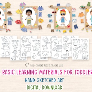 Printbaar activiteitenboek voor peuters, leermap voor peuters, activiteitenboek voor kinderen, lesmateriaal voor thuisonderwijs, Montessori-materialen, werkbladen voor kleuters afbeelding 7
