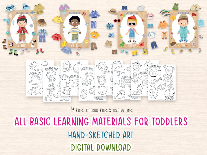 Printbaar activiteitenboek voor peuters, leermap voor peuters, activiteitenboek voor kinderen, lesmateriaal voor thuisonderwijs, Montessori-materialen, werkbladen voor kleuters afbeelding 7