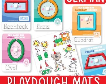 German Shapes Playdough Mats,Toddler Preschool Kindergarten Play Dough Mat,Homeschool Educational Shape, Printable Play Doh Toddler Activity