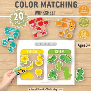 Farbsortierung Memory-Spiel | Farben in Gläsern Aktivitätsseiten | Kleinkind Feinmotorik Arbeitsblätter | Montessori Vorschule Busy Mappe PDF Pack