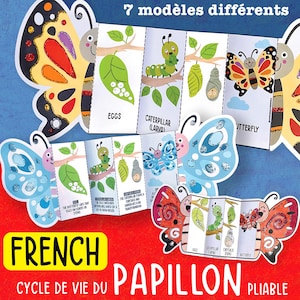 French Butterfly Life Cycle Craft for Kids, Foldable Science Activity PDF, Spring STEM Project, Preschool Kindergarten Learning,Insects Unit