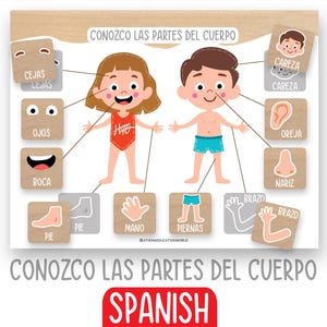 Spanish Body Parts Worksheet,toddler Activity,homeschool Printables ...