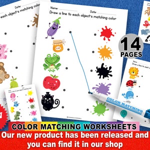 Color Matching Worksheets, Sorting Colors in Jars, Color Sorting Velcro Game, Preschool Prints, Homeschool Color Learning, Montessori color image 10