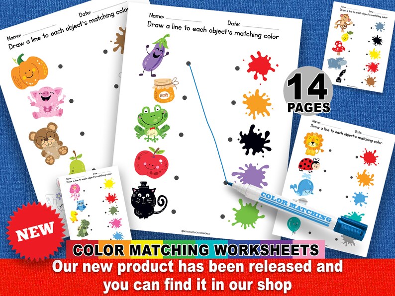 Color Matching Worksheets, Sorting Colors in Jars, Color Sorting Velcro Game, Preschool Prints, Homeschool Color Learning, Montessori color image 10