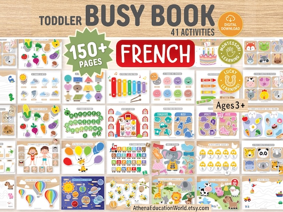 French Busy Book Printable, Toddler Learning Binder, Kids Activity Book, Homeschool Resources, Montessori Materials, Preschool Worksheets