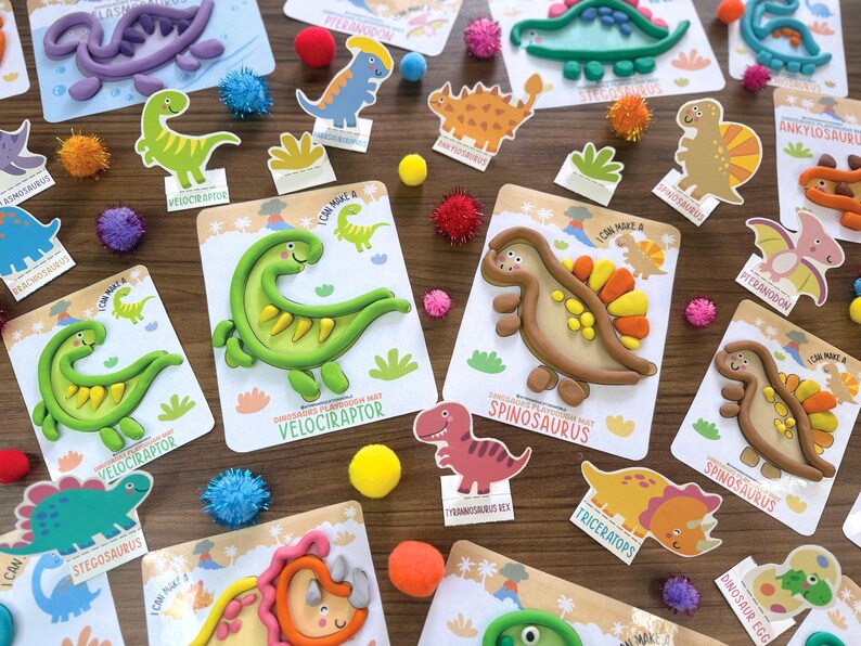 Dinosaurier Knetmasse, Spiel Doh Aktivitäten, Vorschul Lehrplan, Feinmotorik, Montessori Kleinkind, Homeschool Handschrift Pdf Bild 14
