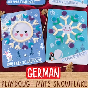 German Snowflakes Play Dough Mats Montessori Winter Activities Printable Snowflake Study Fine Motor Skills Game for Toddler Kindergarten