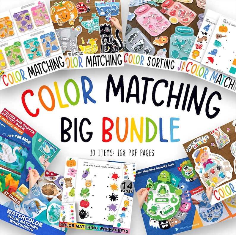 Color Matching Worksheets, Sorting Colors Bundle, Color Sorting Toddler ...