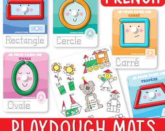 French Shapes Playdough Mats,Toddler Preschool Kindergarten Play Dough Mat,Homeschool Educational Shape, Printable Play Doh Toddler Activity