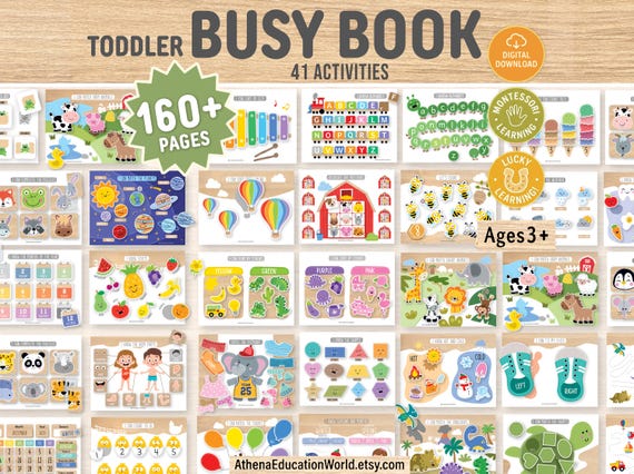 Toddler Busy Book Printable, Toddler Learning Binder, Kids Activity Book, Homeschool Resources, Montessori Materials, Preschool Worksheets