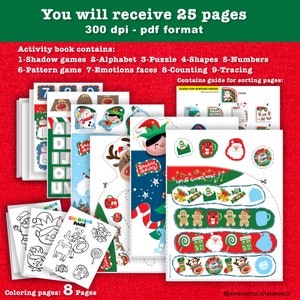 Christmas Busy Book for Toddler Printable Homeschool Preschool Learning ...