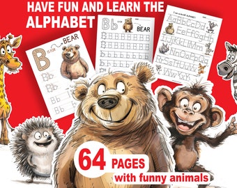 Have Fun and Learn The Alphabet & Numbers,Preschool Activity, Preschool Printable Worksheet, ABC Flashcard, K Handwriting, Letters Tracing