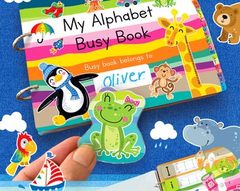 Cahier chargé d'alphabet, livre calme ABC, classeur d'apprentissage pour tout-petits, feuilles de travail sur l'alphabet pour les enfants d'âge préscolaire, enseignement à la maison, activités velcro imprimables