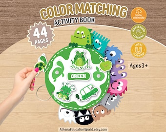 Kleuren leren spelen - Montessori kleuren voor peuters - Printbaar activiteitenboek - Thuisonderwijs - Kleuterschoolcurriculum - Stil boek