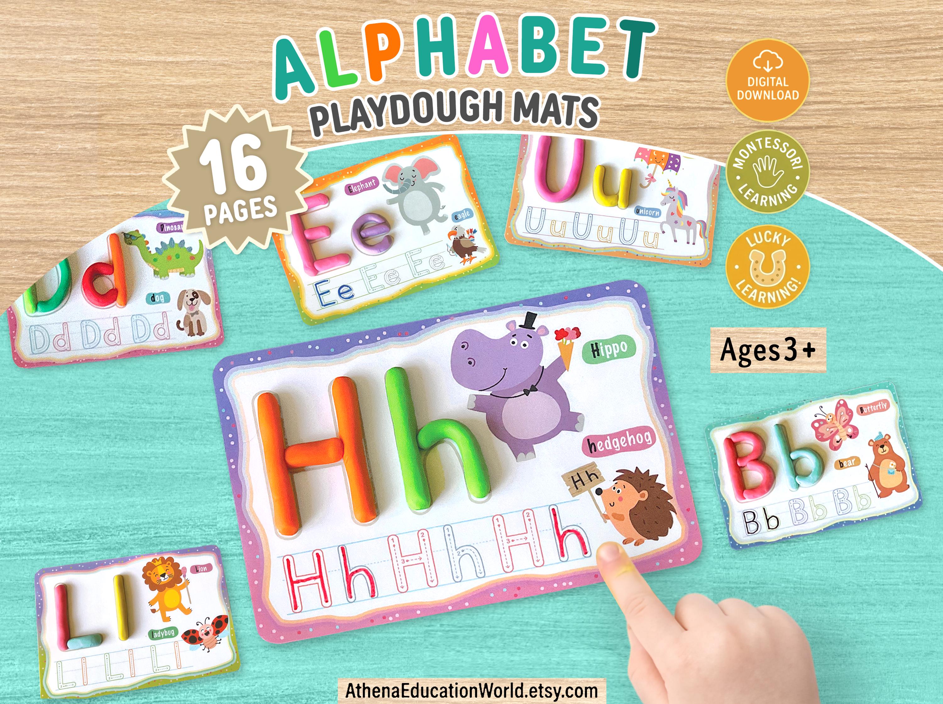 Alphabet Playdough Mats Handwriting Practice Preschool Play Doh Activity Toddler ABC Tracing Printable Montessori Homeschool PreK Resources