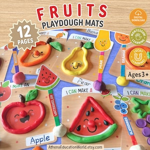 Fruit Playdough Mats Printable, Play Dough Activities, Montessori Toddler Preschool Curriculum, Fine Motor Handwriting Practice Mat