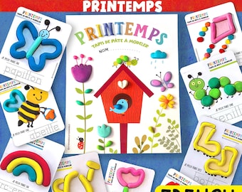 French Spring Playdough Mats,Printable Play Dough Activity for Kids, Preschool & Homeschool Learning, Fine Motor Skills, Montessori Activity