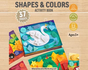 Shapes and Colors Activity Book, Montessori Shapes and Colors Matching Game Activity, Preschool Worksheets,Art for kids,Preschool Curriculum