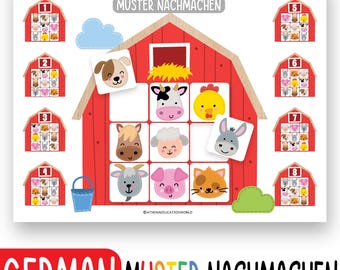 GERMAN Pattern worksheet, complete the pattern, Pattern Matching Game,Worksheet for preschool,pattern printable, Preschool Patterns Activity