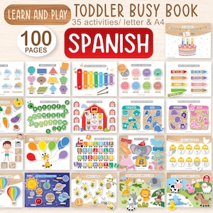 Spanish Busy Book Printable,Toddler Learning Binder,Homeschool Resources,Montessori Materials,Kids Quiet Book,Preschool Activities,DigitalDL