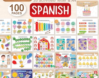 Spanish Busy Book Printable,Toddler Learning Binder,Homeschool Resources,Montessori Materials,Kids Quiet Book,Preschool Activities,DigitalDL