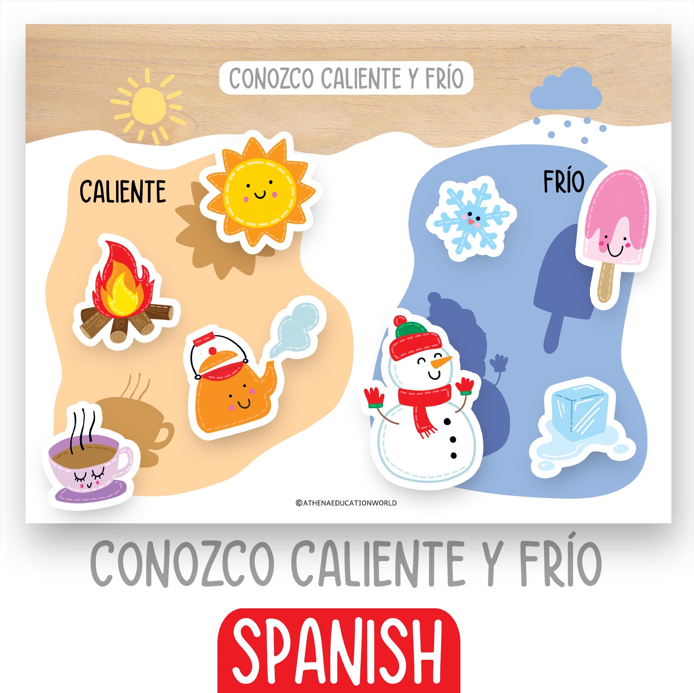 Spanish Hot and Cold Worksheet,Toddler Activity,Homeschool Printables,Kindergarten Learning Resources,Preschool Curriculum, Sorting Activity