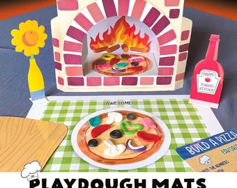 Make a Pizza Activity for Kids: Paper Craft and Play Dough Mats,Printable Preschool Activities,Pretend Play,Montessori PreK,Toddler Activity
