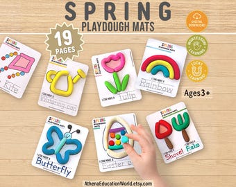 Spring Playdough Mats | Printable Play Dough Activity for Kids | Preschool Homeschool Sensory Learning | Fine Motor Skills Montessori PDF