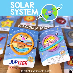 Tapetes de plastilina del sistema solar para imprimir, actividad espacial para preescolar y jardín de infancia, aprendizaje de planetas Montessori, carpeta de actividades para niños pequeños, motricidad fina
