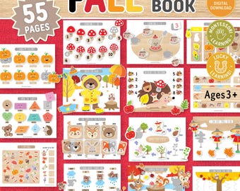 Fall Busy Book Printable Autumn Quiet Book Learning Binder Toddler Montessori Activities Homeschool Preschool Curriculum Autumn Worksheets