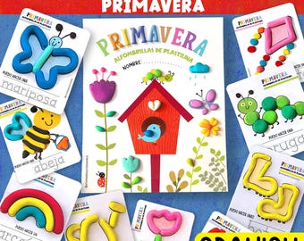 Spanish Spring Playdough Mats,Printable Play Dough Activity for Kids, Preschool & Homeschool Learning,Fine Motor Skills, Montessori Activity