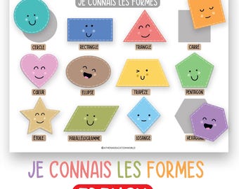 French Cute Shape  Matching Activity, Shapes Printables, Learning Shapes, Shapes Activity Book, Montessori Homeschool, Preschool, Toddler