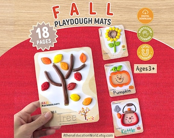 Herbstliche Knetmatten zum Ausdrucken – Herbstliche Knetaktivitäten für Vorschule, Homeschooling, Kindergarten, Montessori, Kleinkinder – Lernmaterial