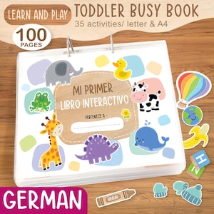 Livre animé en allemand à imprimer, cartable d'apprentissage pour tout-petits, ressources pour l'école à la maison, matériel Montessori, livre silencieux pour enfants, activités préscolaires, DL numérique