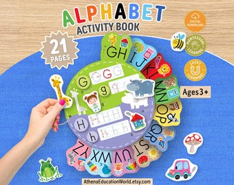 Alphabet Busy Book Printable Toddler Montessori ABC Quiet Book Preschool Curriculum Alphabet Tracing Letter Practice Handwriting Worksheets