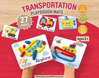 Transport-Spiel Knetmatten, Fahrzeugaktivität Vorschul-Ausdrucke, Montessori-Lehrplan für Kleinkinder, Feinmotorik-Handschrift