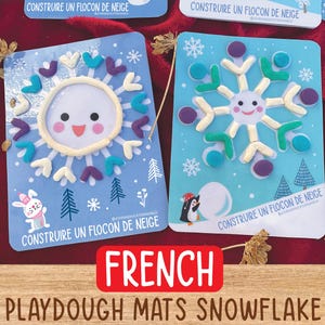 French Snowflakes Play Dough Mats Montessori Winter Activities Printable Snowflake Study Fine Motor Skills Game for Toddler Kindergarten