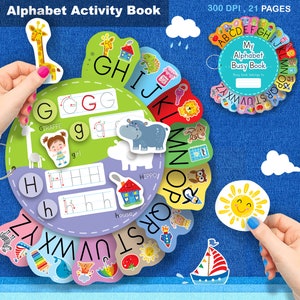 Alphabet Busy Book, ABC Quiet Book, Toddler Learning Binder, Preschool Alphabet Activity Book, Homeschool learning, Printable Velcro Games