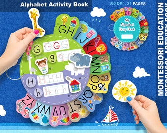Alphabet Busy Book, ABC Quiet Book, Toddler Learning Binder, Preschool Alphabet Activity Book, Homeschool learning, Printable Velcro Games
