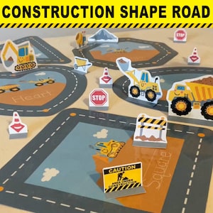 Construction Shapes Activity, Shapes Printable Worksheet, Learning Shapes Preschool, Shapes Activity Book, Montessori Shapes, Tracing Shapes