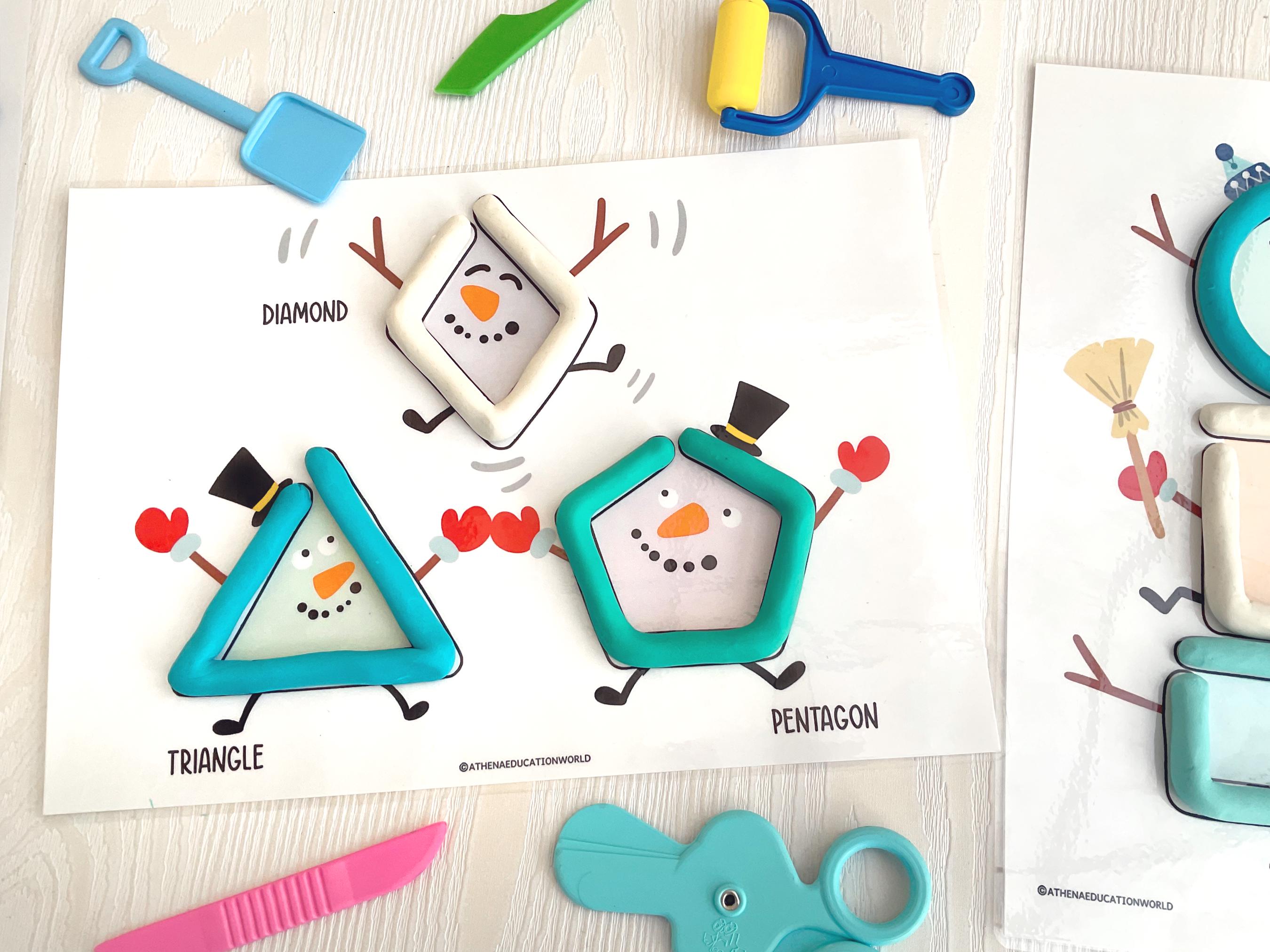 Winter Snowman Playdough Mats | Shape Recognition Activity Pages ...