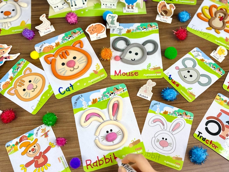 Farm Animals Playdough Mats, Printable Play Dough Activity for Kids ...